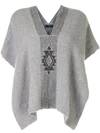 Voz Estrella Knitted Poncho In Grey