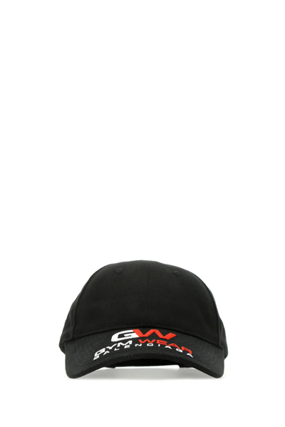 Balenciaga Logo Gym Embroidery Cotton Baseball Cap In Black
