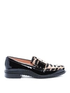 TOD'S PATENT AND CALF HAIR LOAFERS