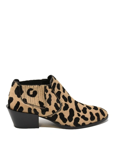 Tod's Leo Print Calf Hair Ankle Boots In Animal Print