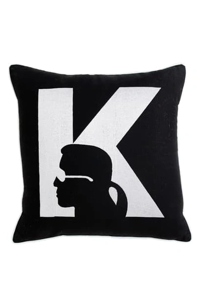 Karl Lagerfeld Silhouette Metallic Logo Accent Pillow In Black