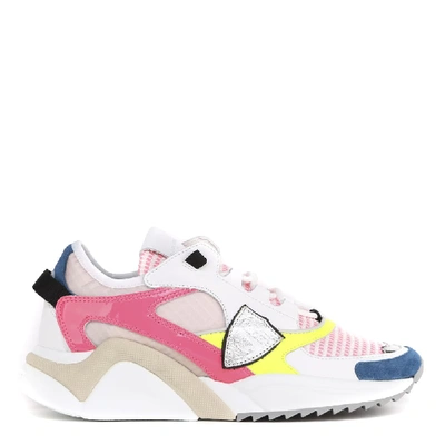 Philippe Model Eze Mondial Metal Sneaker In Leather And Fuchsia Paint Leather In Multicolour