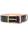 Thom Browne Pointed Tip Leather Belts With Adjustable Fit In Black