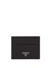 Prada Logo Plaque Cardholder In Black