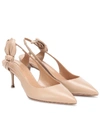 Aquazzura Bow 60mm Leather Slingback Pumps In Beige