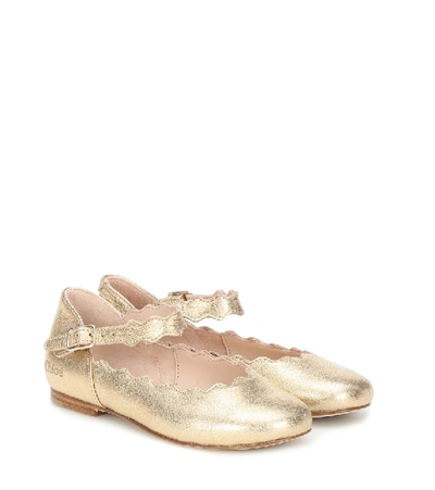 Chloé Leather Ballet Flats In Gold
