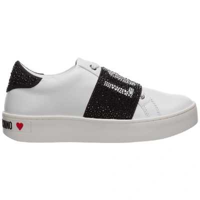 Love Moschino Women's Shoes Leather Trainers Sneakers  Cassetta In White