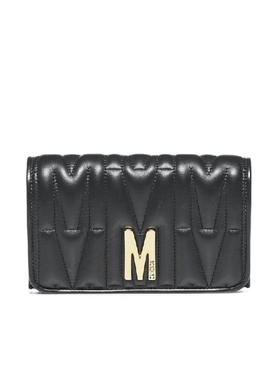 Moschino Monogram-quilted Clutch Bag In Black