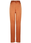 NANUSHKA DREW RUST STRAIGHT-LEG SATIN TROUSERS,3249150