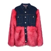 Natasha Zinko Oversized Faux-fur Denim Jacket In Pink