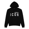 Dsquared2 Printed Logo Cotton Hooded Sweatshirt In Black