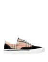 Burberry Vintage Check Cotton And Suede Sneakers In Black