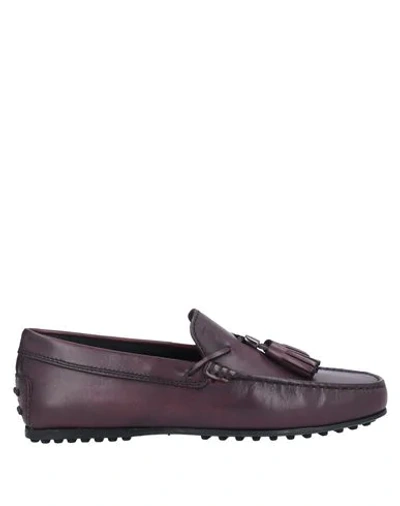TOD'S TOD'S MAN LOAFERS DEEP PURPLE SIZE 9 SOFT LEATHER,11916567JO 7