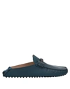 Tod's Man Mules & Clogs Midnight Blue Size 5.5 Soft Leather In Blue