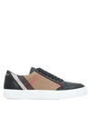 Burberry Sneaker In Leather And House Check Motif In Black