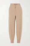 BRUNELLO CUCINELLI BEAD-EMBELLISHED CABLE-KNIT CASHMERE TRACK PANTS