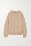BRUNELLO CUCINELLI BEAD-EMBELLISHED CABLE-KNIT CASHMERE SWEATER
