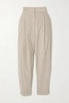 BRUNELLO CUCINELLI PLEATED COTTON-CORDUROY TAPERED PANTS