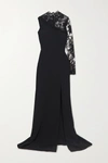 ALEXANDER MCQUEEN ONE-SLEEVE LACE AND CREPE GOWN