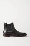 BRUNELLO CUCINELLI BEAD-EMBELLISHED CASHMERE-TRIMMED LEATHER CHELSEA BOOTS
