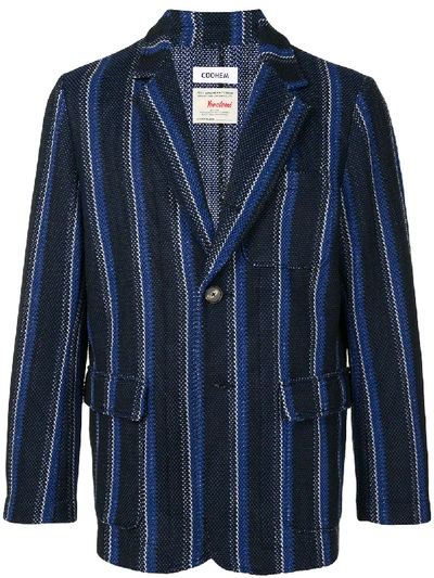 Coohem Stripe-knit Blazer In Blue