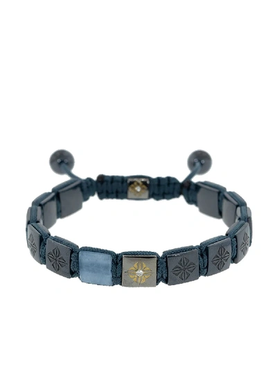 Shamballa Jewels 18kt Black Gold Diamond Aquamarine Lock Bracelet