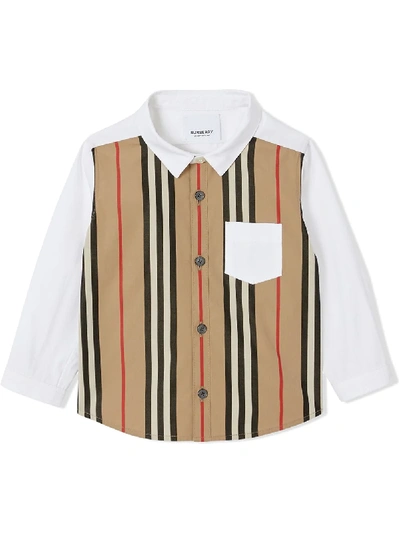 Burberry Kids' Striped Cotton Poplin Shirt In Beige