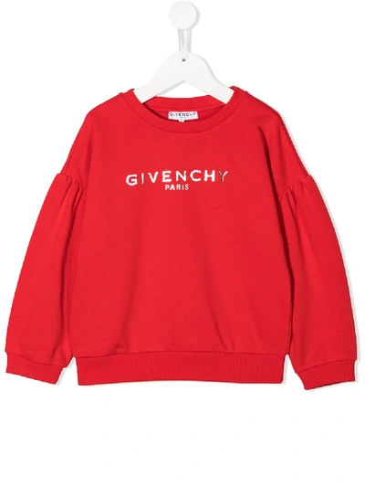 Givenchy Teen Logo-print Crew Neck Sweatshirt In Red