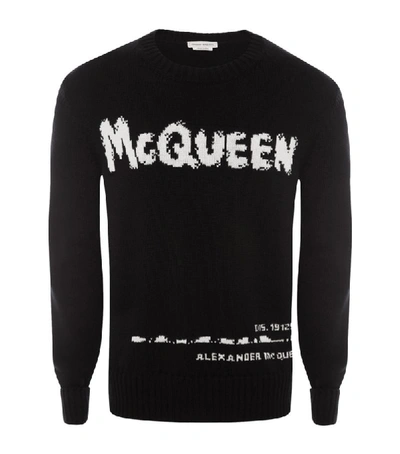 Alexander Mcqueen Mcqueen Graffiti Logo Sweater In Black