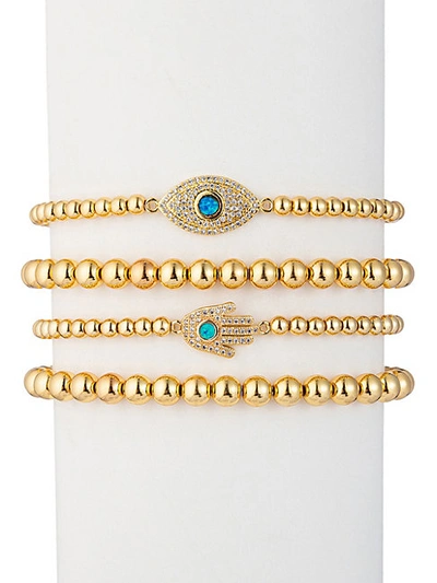 Eye Candy La The Luxe Collection 4-piece Hamsa & Evil Eye Bracelet Set