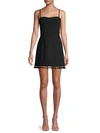 French Connection Whisper Pompom Trim Minidress In Black