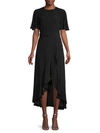 French Connection Emina Belted High/low Midi Dress In Black