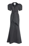 ROSIE ASSOULIN WOMEN'S PUFFED-SLEEVE WOOL-COTTON MAXI DRESS,825015