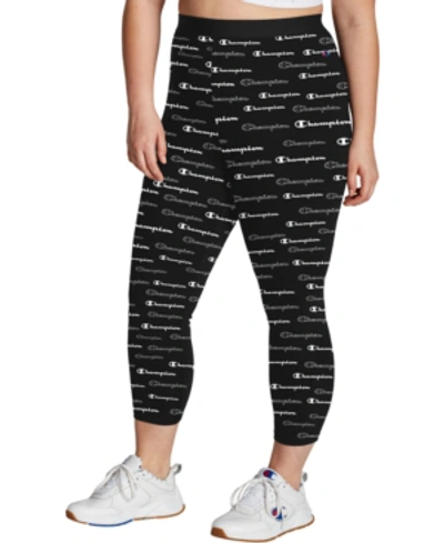 Champion Plus Size Printed Leggings In Scales Of Scripts/black