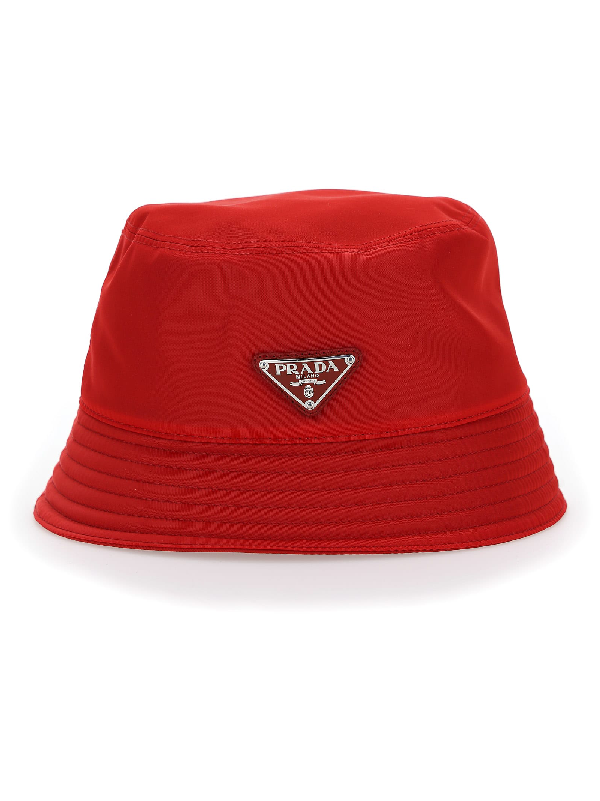 Prada Bucket Hat In Rosso ModeSens