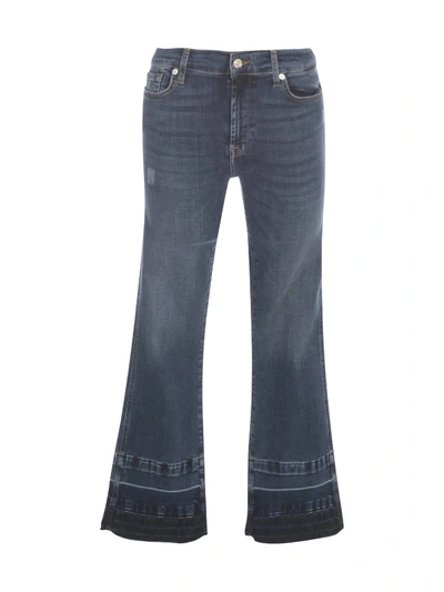 7 For All Mankind Cropped Boot Unrolled Slim Illusione Persuit In Dark Blue