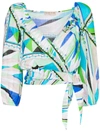 EMILIO PUCCI BES PRINT COTTON WRAP TOP