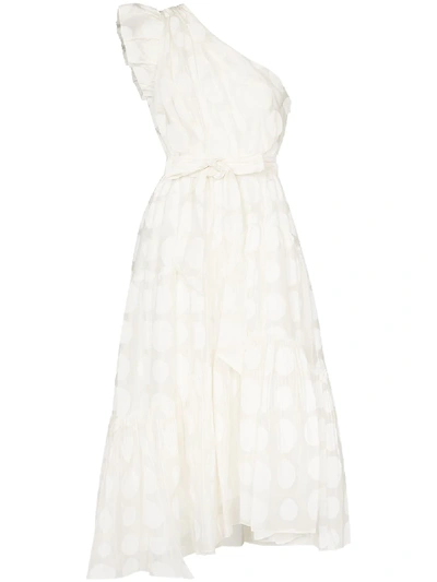 Ulla Johnson Ariane Dot One-shoulder Cotton & Silk Dress In Blanc