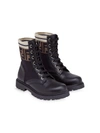 FENDI FF MOTIF LACE-UP LEATHER BOOTS