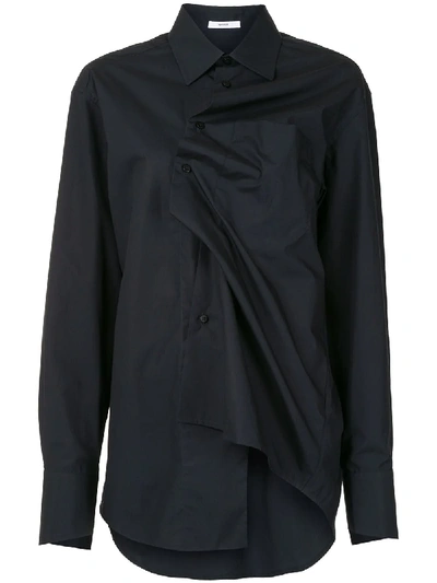 Aganovich Twist Front Longline Shirt In Black