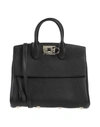 Ferragamo Medium Studio Leather Top Handle Bag In Black