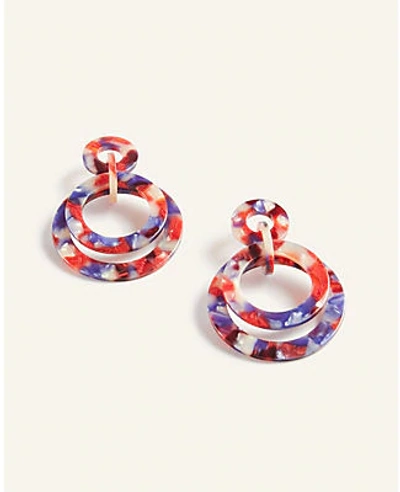 Ann Taylor Tortoiseshell Print Circle Drop Earrings In Red Multi