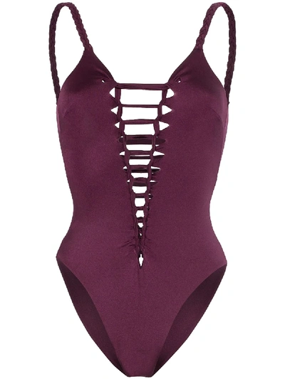 Agent Provocateur Mazzy镂空连身泳衣 In Purple