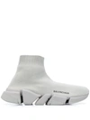 Balenciaga Speed 2.0 Ribbed Stretch-knit High-top Sneakers In Grey