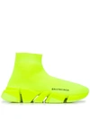 Balenciaga Speed Lt. 20 Fluorescent Knit Sock Sneakers In Yellow