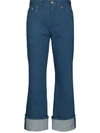 CHLOÉ TURN-UP KICK FLARE CROPPED JEANS