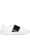 Valentino Blue Calf Leather Bos Taurus Low Top Sneakers In White