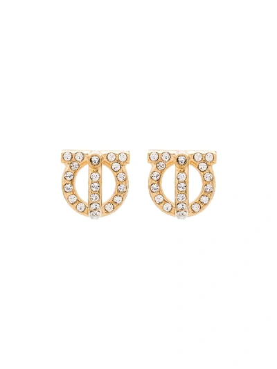 Ferragamo Gancini Gold-tone Crystal Earrings