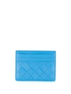 Bottega Veneta Intrecciato Leather Card Holder In Blue