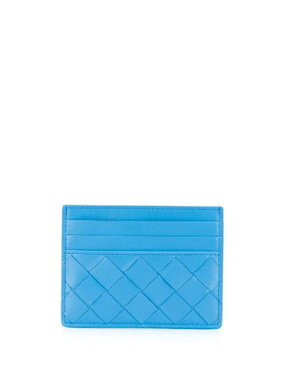 Bottega Veneta Intrecciato Leather Card Holder In Blue